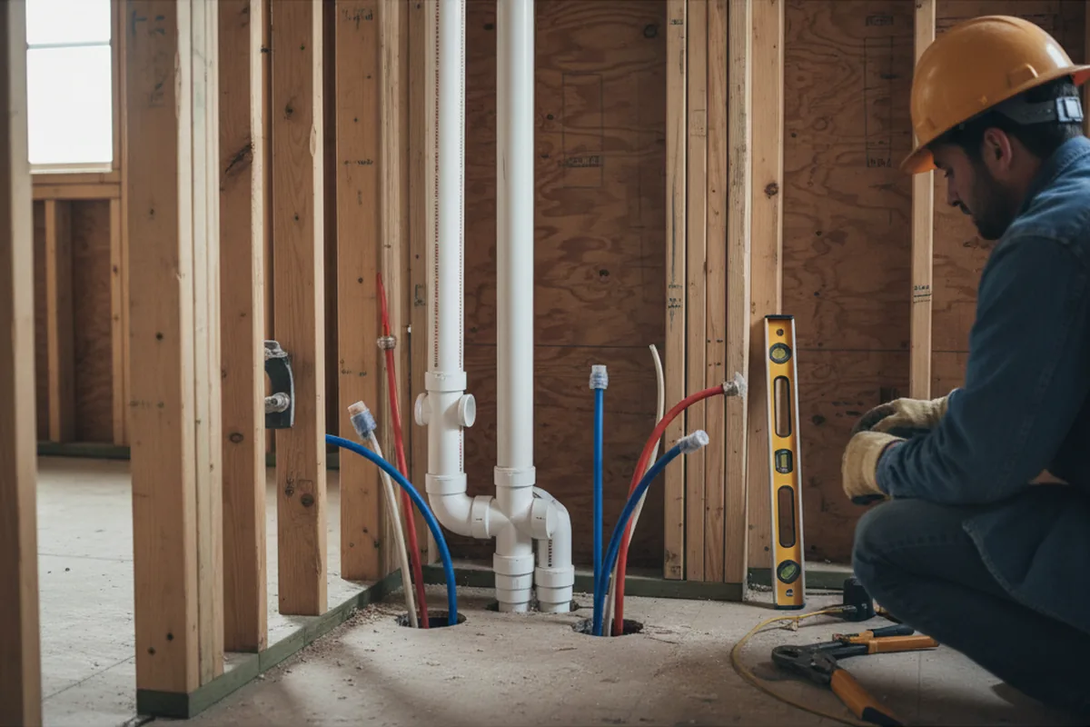 Drain and supply rough-in during Leak Detection in Long Valley