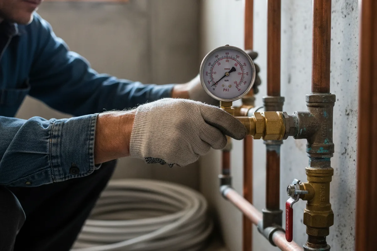 Pressure testing a repaired line during Water Line Repair in Long Valley
